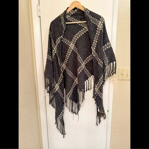Collection Eighteen Convertible Shawl, Wrap, Scarf Black And Gray 78 x 28 in EUC